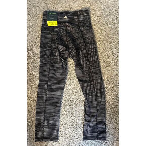 NEW Women’s Tek Gear High Waist Black Striped Capri Leggings sz XS - Picture 2 of 3